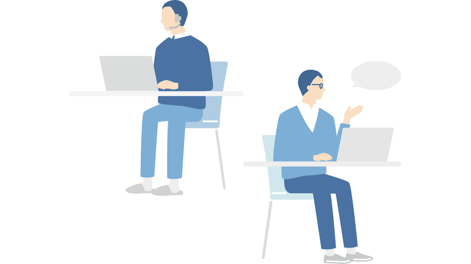 スマートフォンアプリに表示されているビジネス英語学習教材画面。実践的なシナリオで学べることを示している